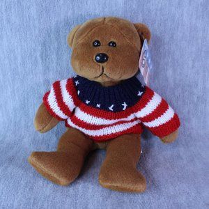 TEDDY BEAR "Justice" March of Dimes American Sweater 8" Plush Toy Stuffed Animal